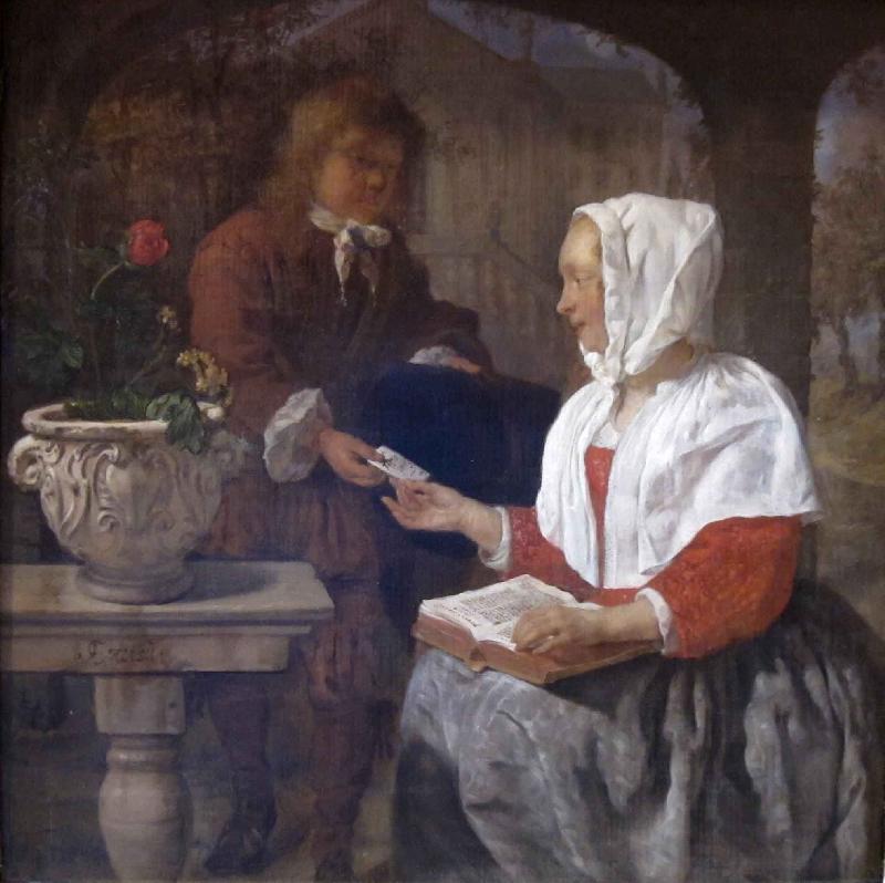 Gabriel Metsu A Girl Receiving a Letter Sweden oil painting art